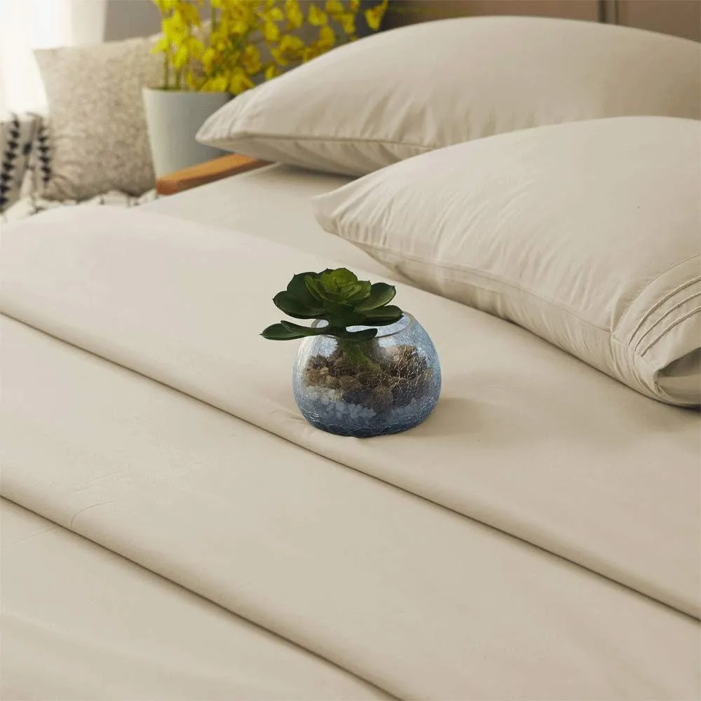 SONORO KATE Bed Sheet Set Super Soft Microfiber 1800 Thread Count Luxury Egyptian Sheets 16-Inch Deep Pocket，Wrinkle and Hypoallergenic-4 Piece (Beige, Queen)