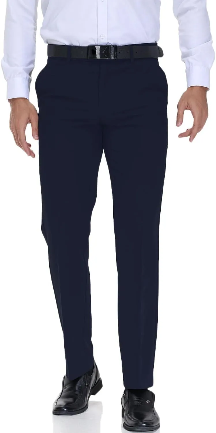 Soojun Men's Modern Fit Flex Flat Front Dress Pants