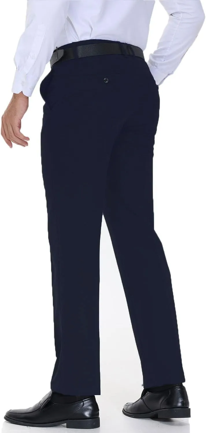 Soojun Men's Modern Fit Flex Flat Front Dress Pants