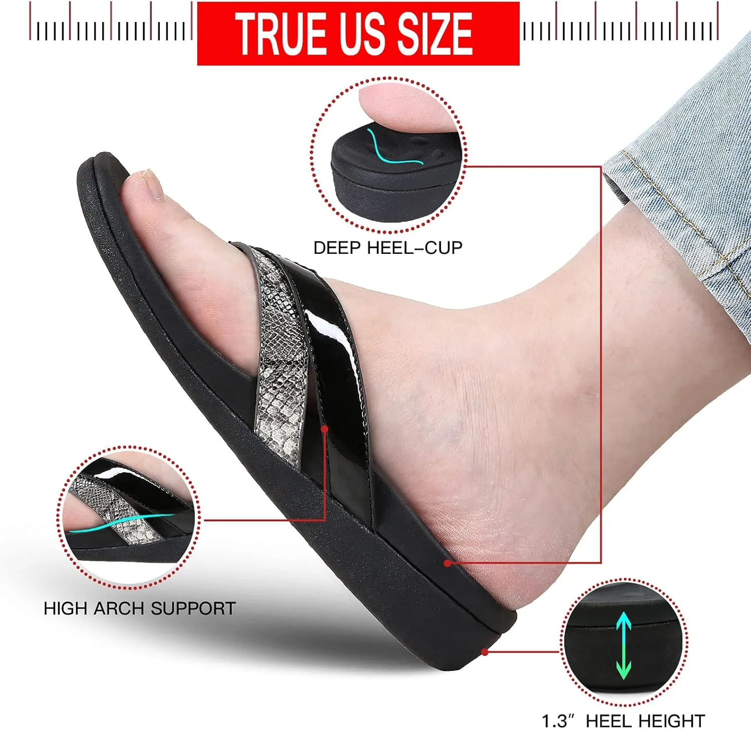 Sounity Soft Arch Support Comfortable Sandals for Womens, Best Summer Dress Flip Flops with Cushion Memory Foam, Outdoor Walking Slippers for Plantar Fasciitis…