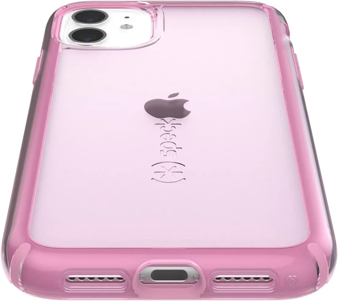 Speck iPhone 11 Case - Drop Protection, Shock-Absorbent Fits iPhone XR Case & iPhone 11 - Dual Layer Design, with Rubber Sheild & Slim Design - Pink Tint, Forever Pink GemShell