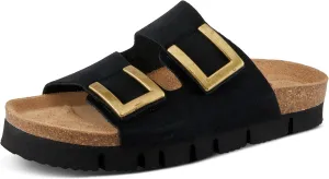 Spring Step NESCONSET Women's Slip-On Sandals - Moldable Footbed, Adjustable Hook and Loop Straps, Antique Finished Buckles