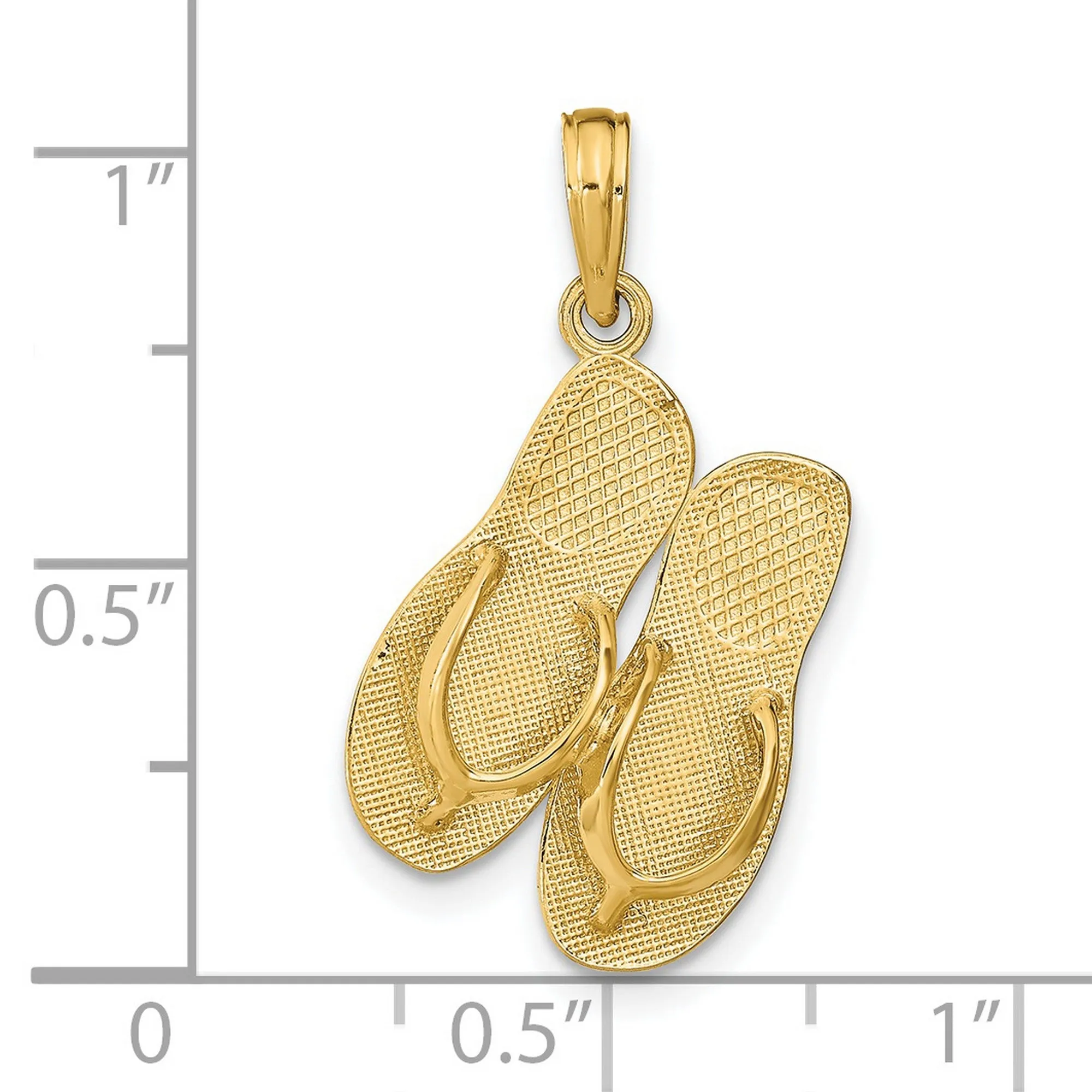 St Thomas Words on Bottom of Flip Flop Sandals Charm Pendant in Real 14k Yellow Gold