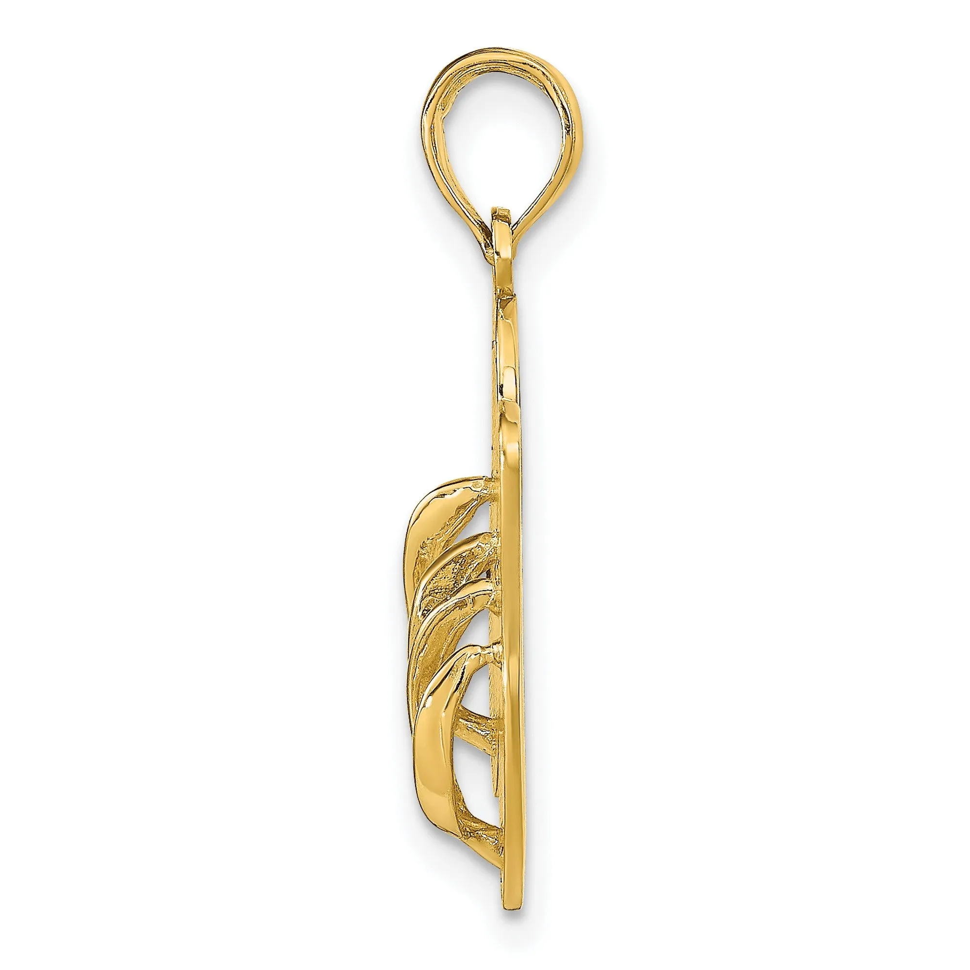 St Thomas Words on Bottom of Flip Flop Sandals Charm Pendant in Real 14k Yellow Gold