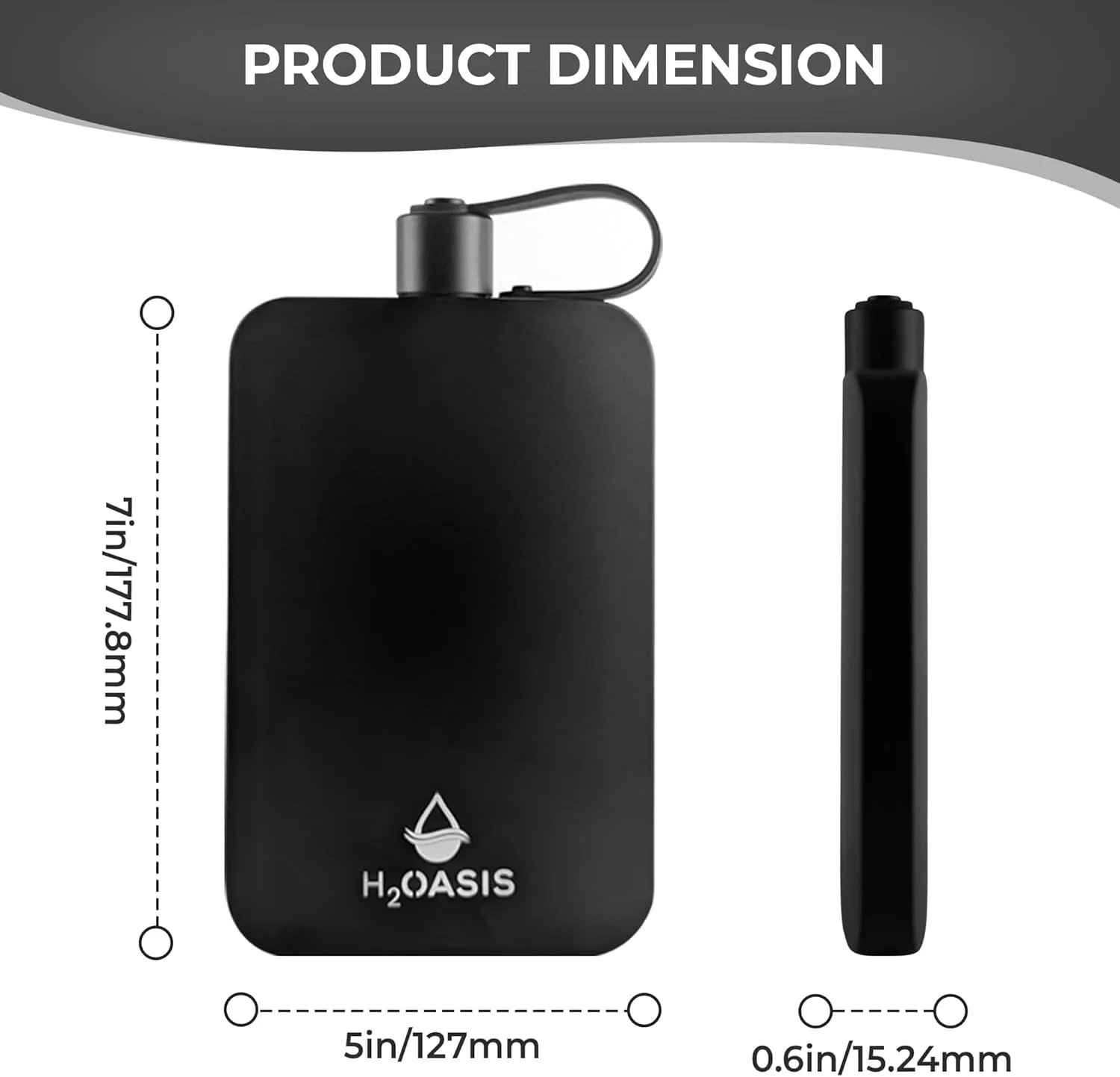 Stainless Steel Hip Flask for Men - Funnel Bottles Compact Metal Whiskey Flask for Liquor - Fits In Purse, Ideal for Travel, Office, Daily Hydration 17oz (Black)