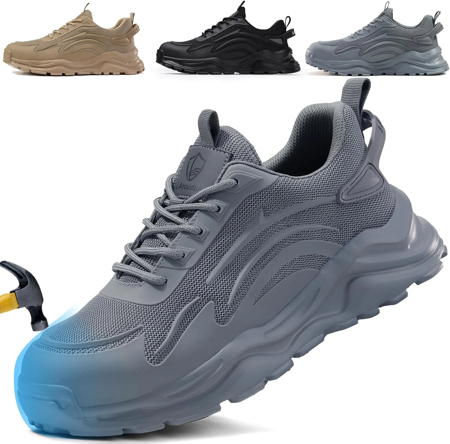 Steel Toe Tennis Shoes for Men Steel Toe Shoes for Men Women Lightweight Work Sneakers Comfortable Construction Safety Sneakers Indestructible Work Shoe Puncture Proof Tennis Shoe
