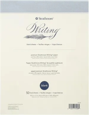 Strathmore Writing Pad Blank 8.5"X11"-50 Sheets 24lb Natural White