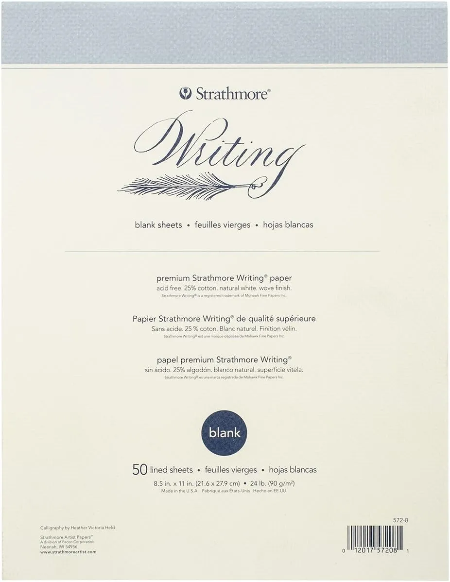 Strathmore Writing Pad Blank 8.5"X11"-50 Sheets 24lb Natural White