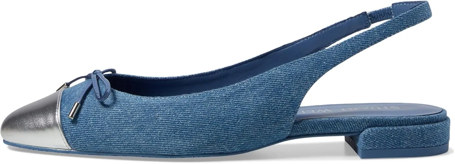 Stuart Weitzman Women's Sleek Bow Slingback Flat Ballet