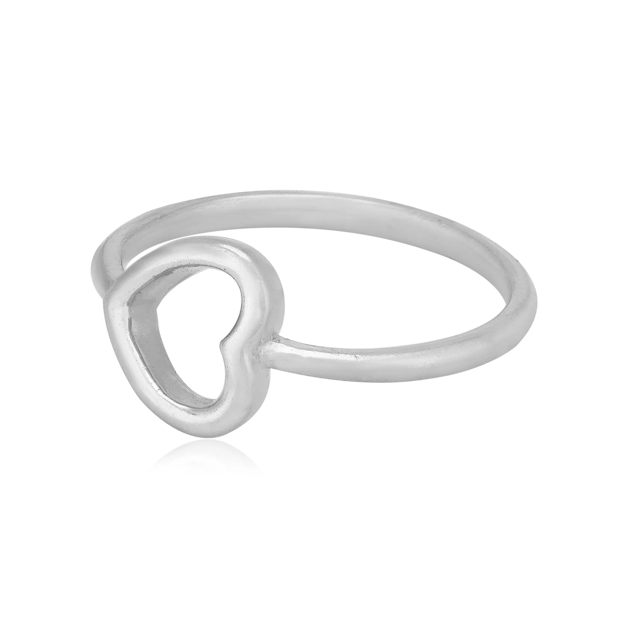 Subtle Heart 925 Rhodium Plated Sterling Silver Sleek Rings