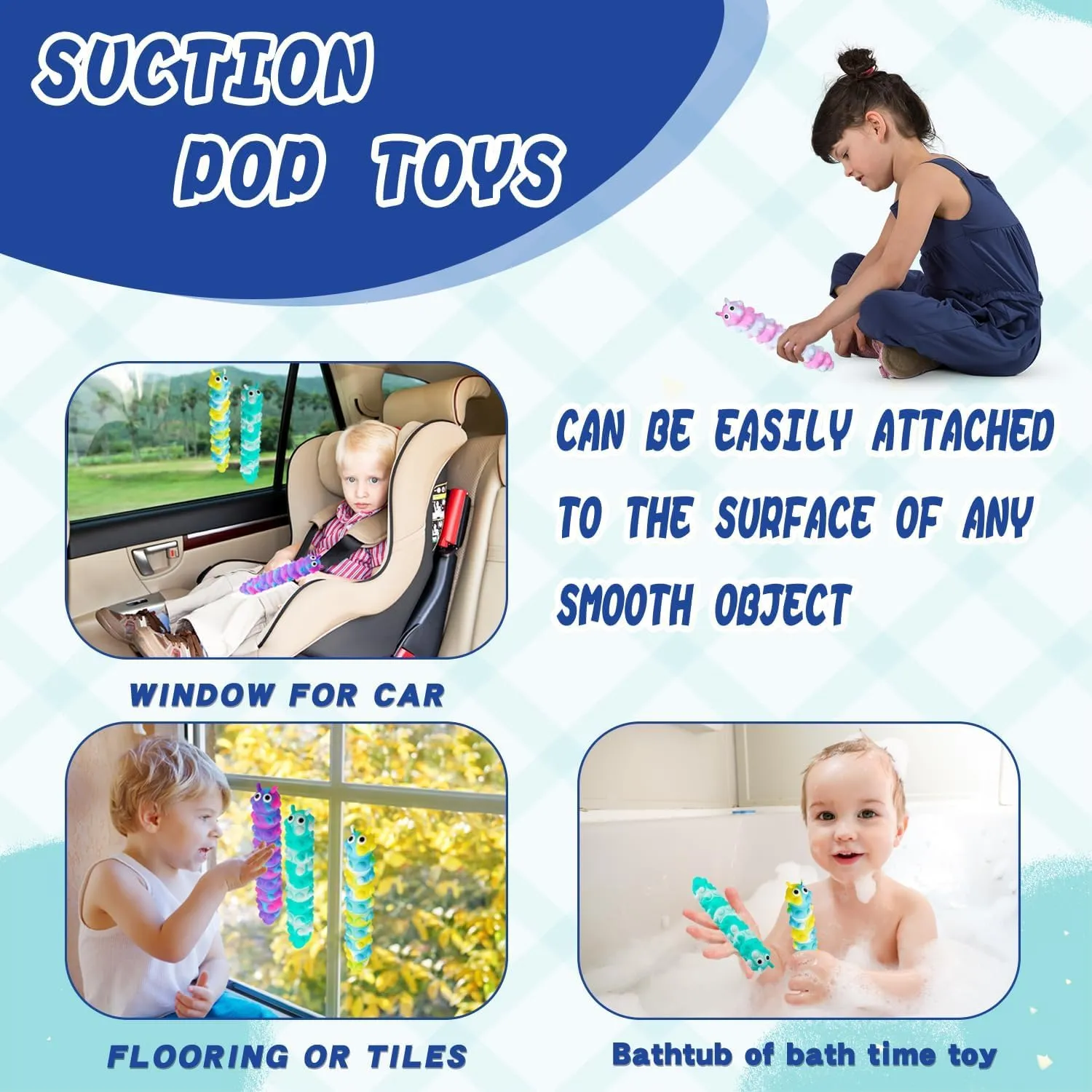 Suction Pop Fidget Toy, Relax and Pressure Relief Toys, 3D Squeeze Anti-Pressure Popper Sensory Toys for Kids and Adults(4 Pack)