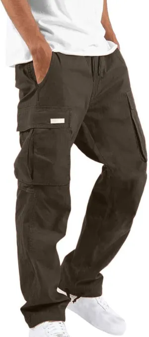 Sweatpants for Men Casual Relaxed Sweat Pants Elastic Waist Baggy Trousers Athletic Cotton Sweatpants with Pockets