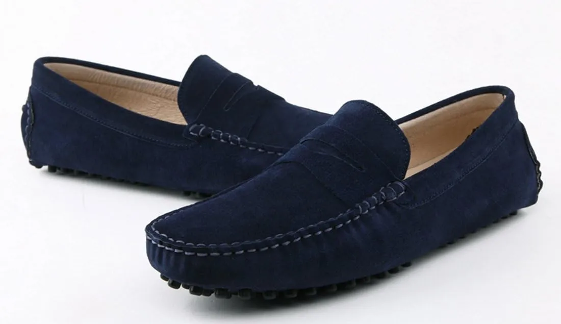 TDA Men's Stripe Multi Color Hot Suede Moccasin Loafers Boat Shoes