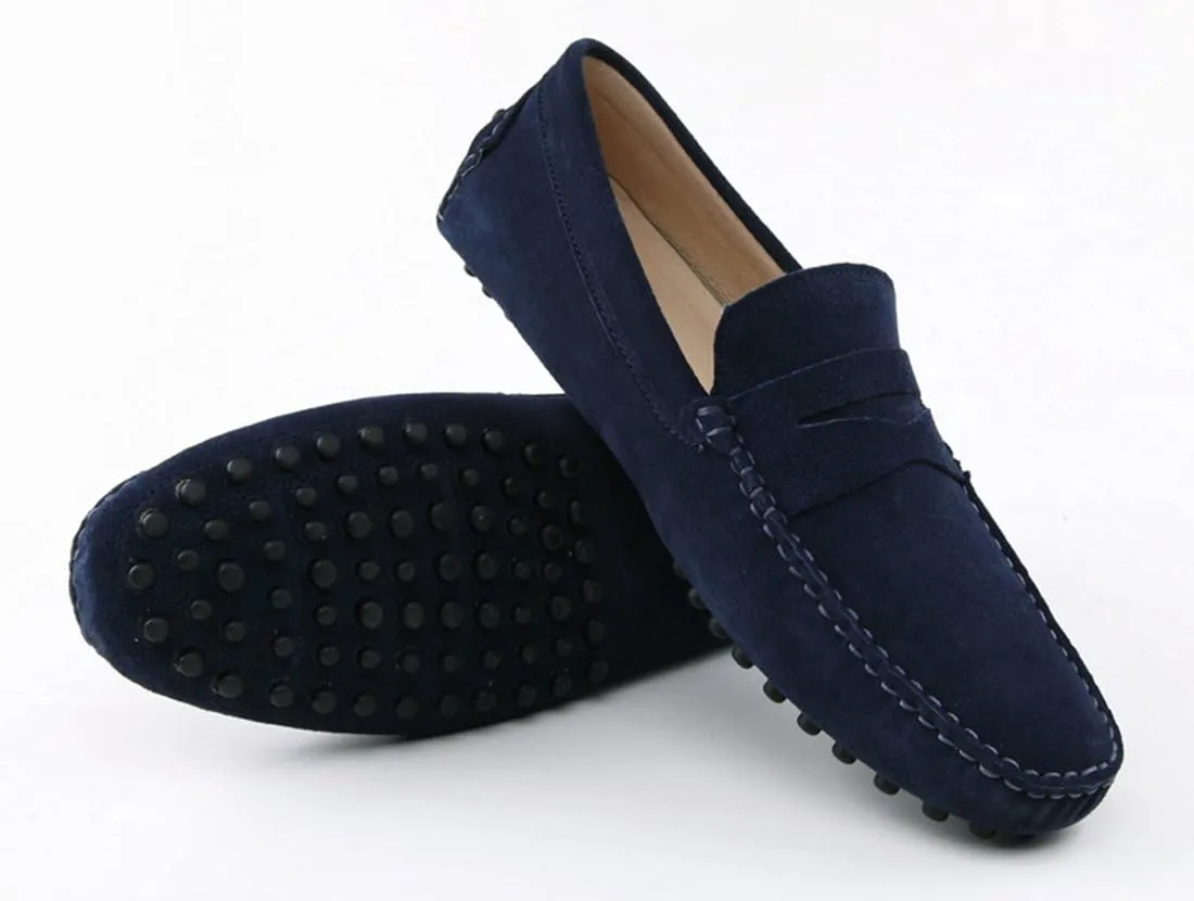 TDA Men's Stripe Multi Color Hot Suede Moccasin Loafers Boat Shoes