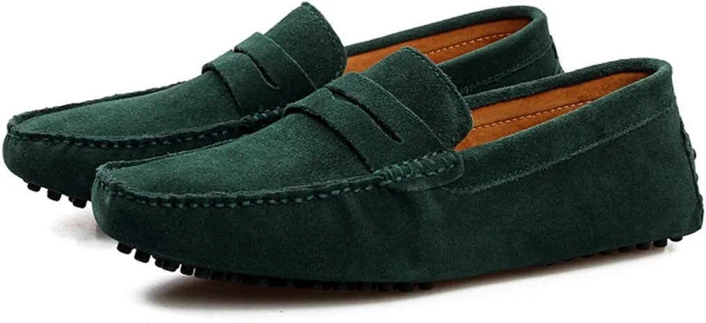 TDA Men's Stripe Multi Color Hot Suede Moccasin Loafers Boat Shoes