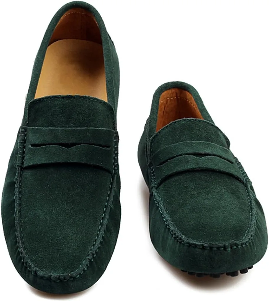 TDA Men's Stripe Multi Color Hot Suede Moccasin Loafers Boat Shoes