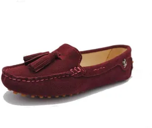 TDA Womens Tassel Purplish Red Suede Leather Slip On Driving Walking Trail Running Loafers Boat Shoes Multi Colored 6 M US