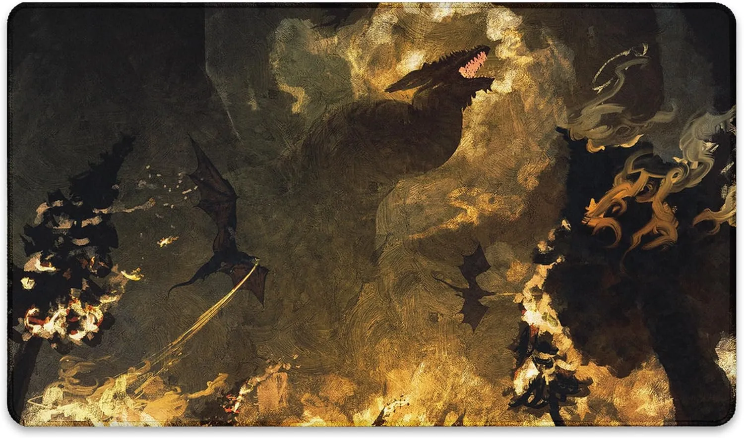 The Flight, The Fire (Stitched) - MTG Playmat by Anato Finnstark, LOTR Lord of The Rings - Compatible with Magic The Gathering Playmat - Play MTG, YuGiOh, TCG - Original Play Mat Art Designs