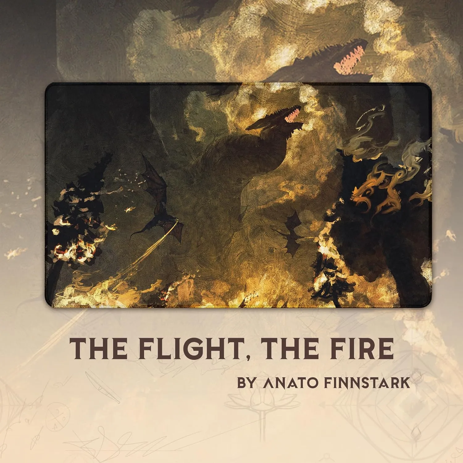 The Flight, The Fire (Stitched) - MTG Playmat by Anato Finnstark, LOTR Lord of The Rings - Compatible with Magic The Gathering Playmat - Play MTG, YuGiOh, TCG - Original Play Mat Art Designs