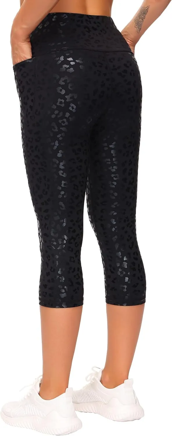 THE GYM PEOPLE Tummy Control Workout Capris Leggings with Pockets High Waist Athletic Yoga Pants for Women Running Hiking