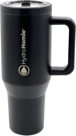 The Nomad 40oz Tumbler with Flip Straw Lid and Rubber Base – Travel Car Cup Holder Friendly, 100% Leak Resistant - Black Onyx