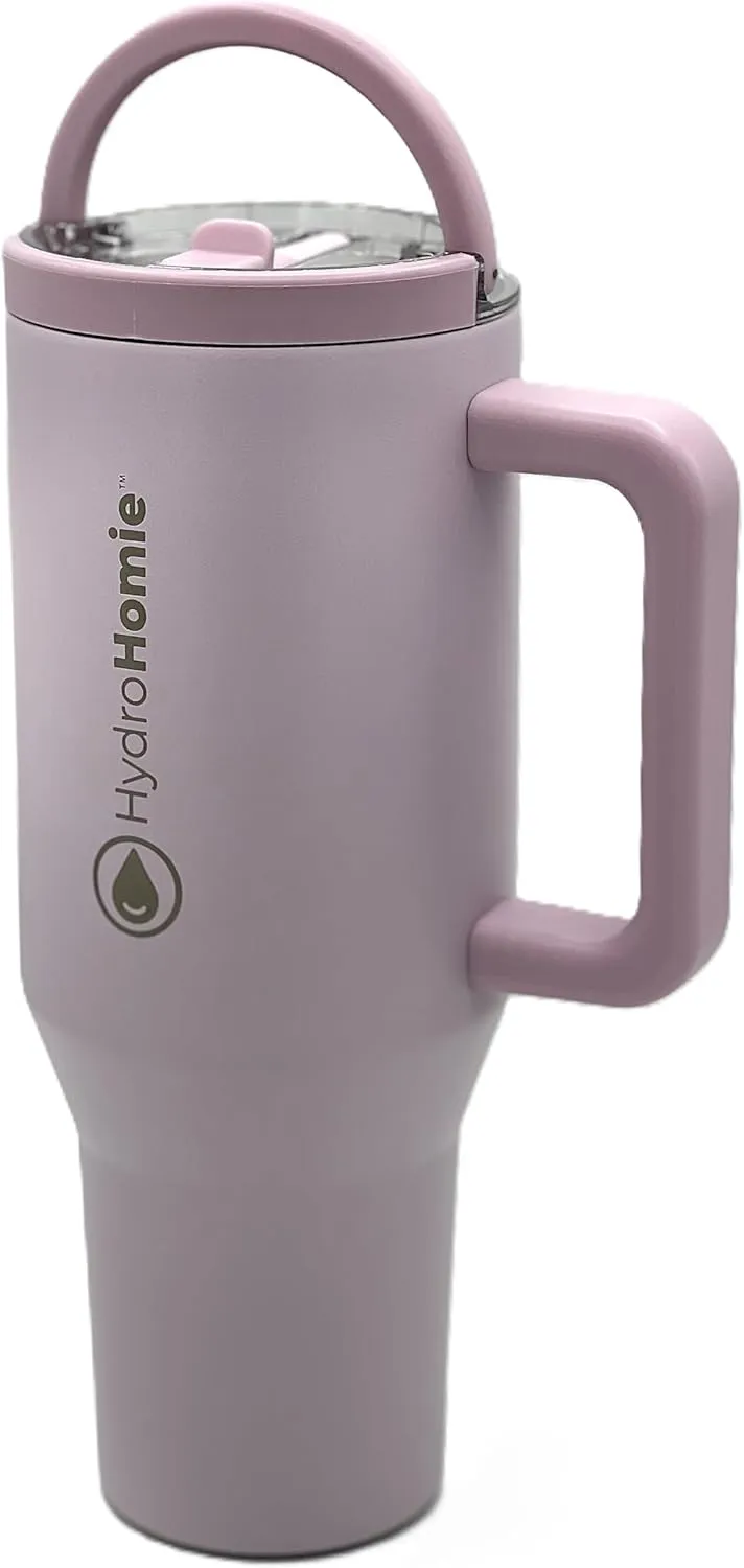 The Nomad 40oz Tumbler with Flip Straw Lid and Rubber Base – Travel Car Cup Holder Friendly, 100% Leak Resistant - Blush Rush