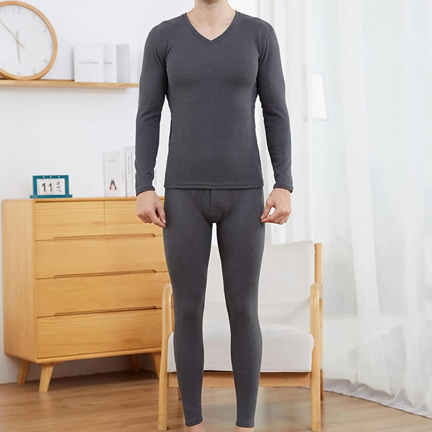 Thermal Underwear for Mens Warm Long Johns Soft Thermals Top and Bottom Set 2 Piece Cold Weather Base Layer