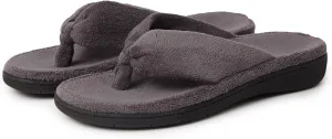 Thong Spa Slippers for Women with Arch Support Flip Flop House Sandal Slippers Soft & Comfortable Coral Velvet Durable Rubber Outsoles for Indoor and Outdoor All Days Wear Black Grey US6-US11