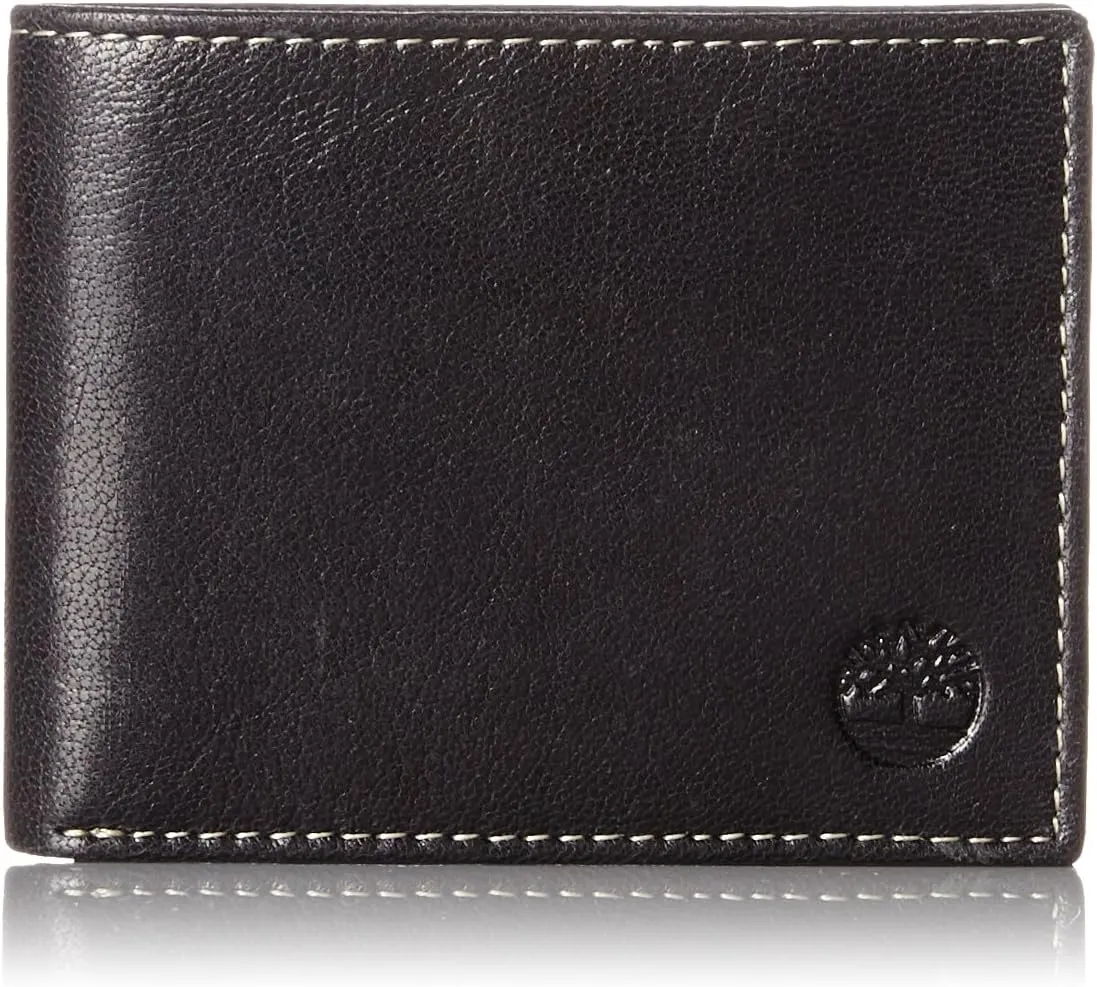 Timberland Men's Leather Passcase Trifold Wallet Hybrid