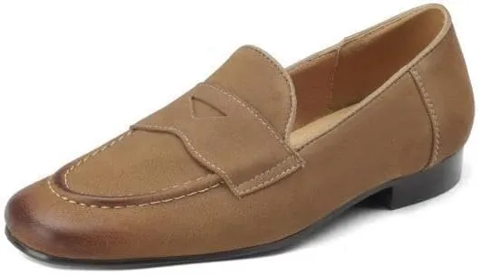 TinaCus Women's Suede Leather Handmade Slip On Round Toe Classic Office Loafers Flats Shoes