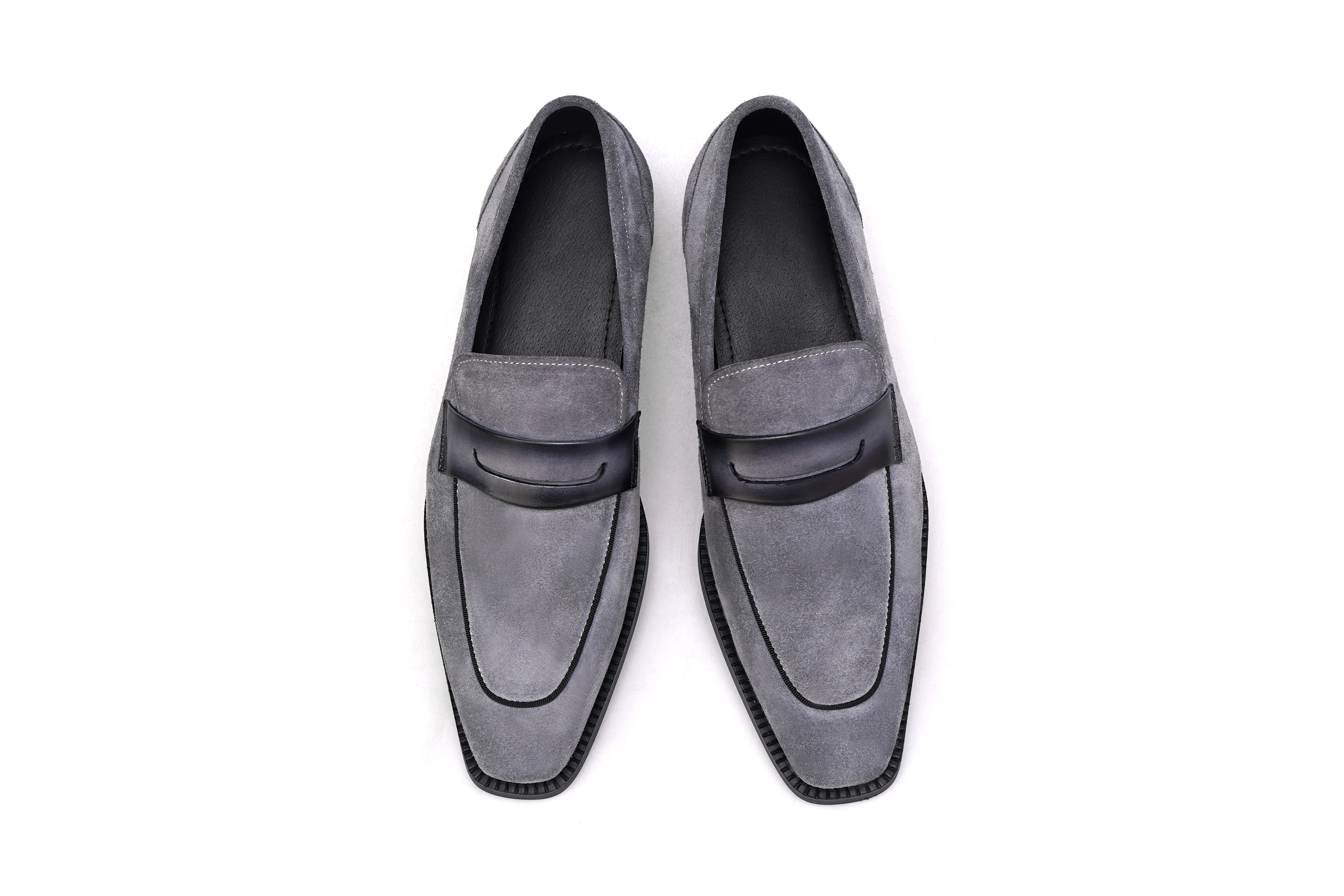 Titan Tailor Gray Suede Penny Loafers