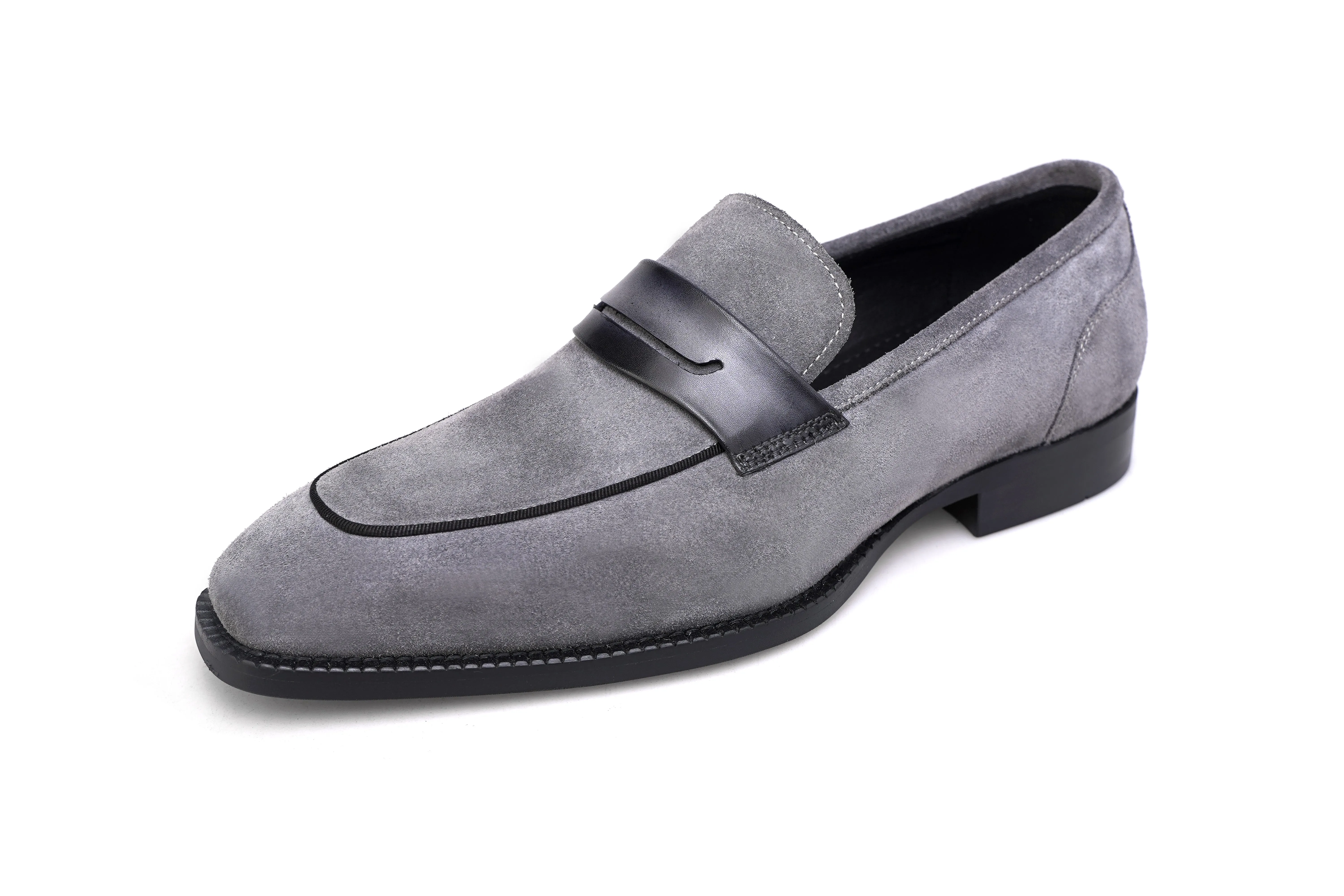 Titan Tailor Gray Suede Penny Loafers