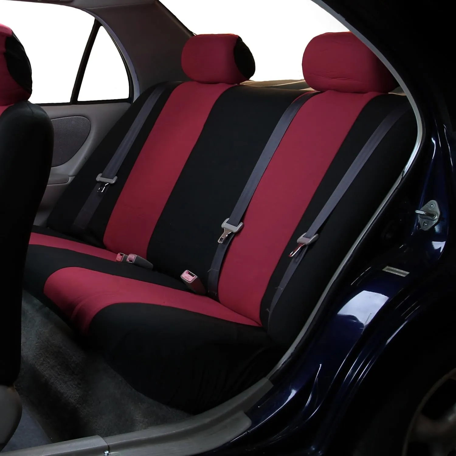 TLH Flat Cloth Seat Covers Rear, Burgundy Color-Universal Fit for Cars, Auto, Trucks, SUV