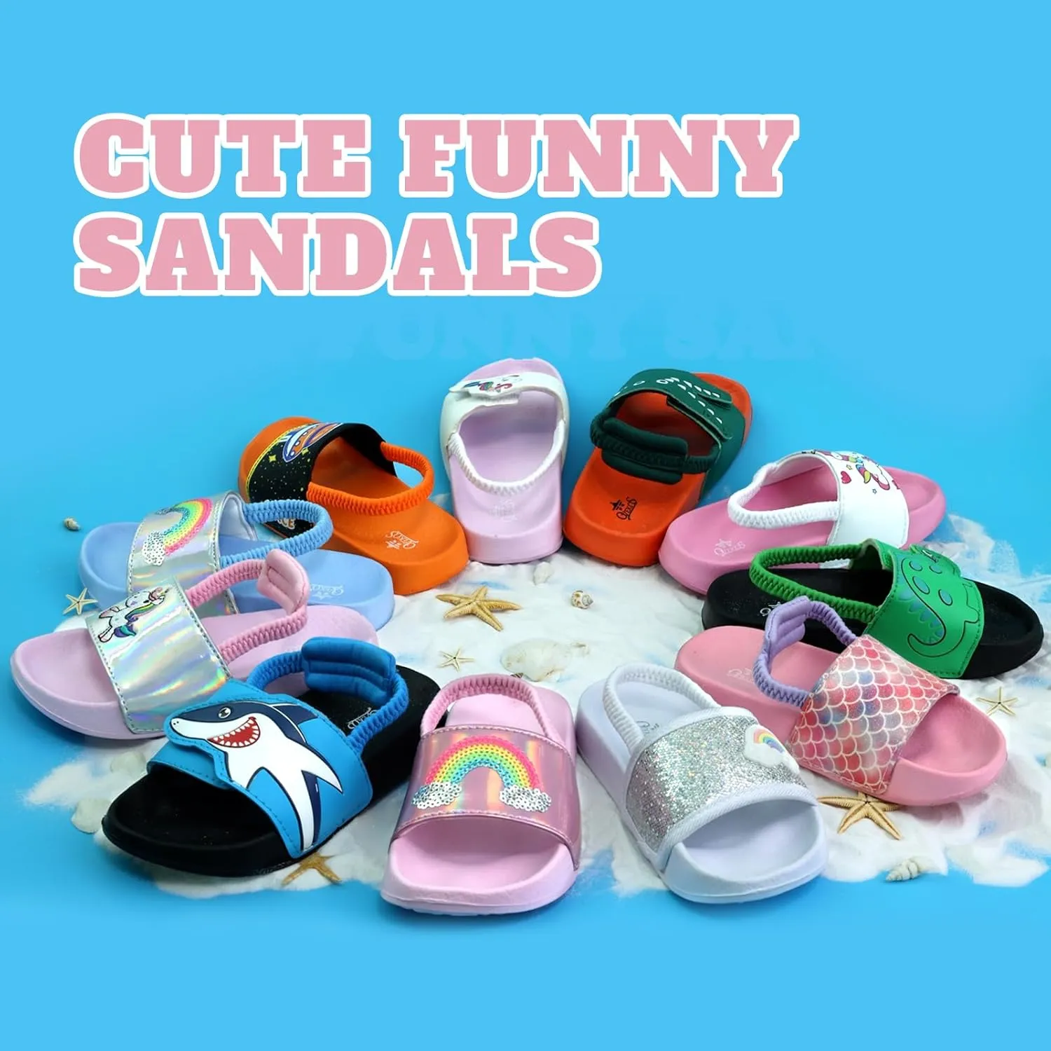 Toddler Boys Girls Slides Sandals with Elastic Strap Non-Slip Flip Flop Lightweight Little Kids Shower Slippers Beach Pool Shoes