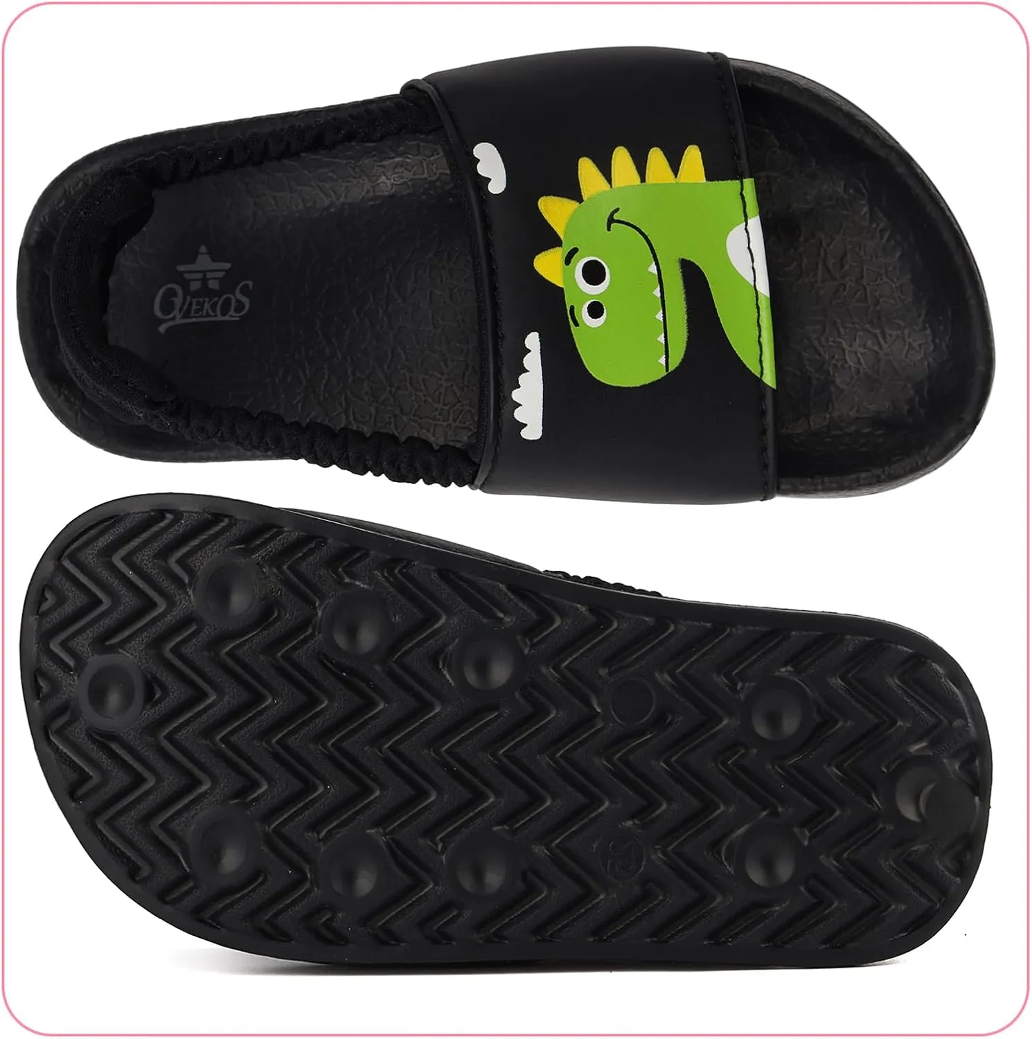Toddler Boys Girls Slides Sandals with Elastic Strap Non-Slip Flip Flop Lightweight Little Kids Shower Slippers Beach Pool Shoes