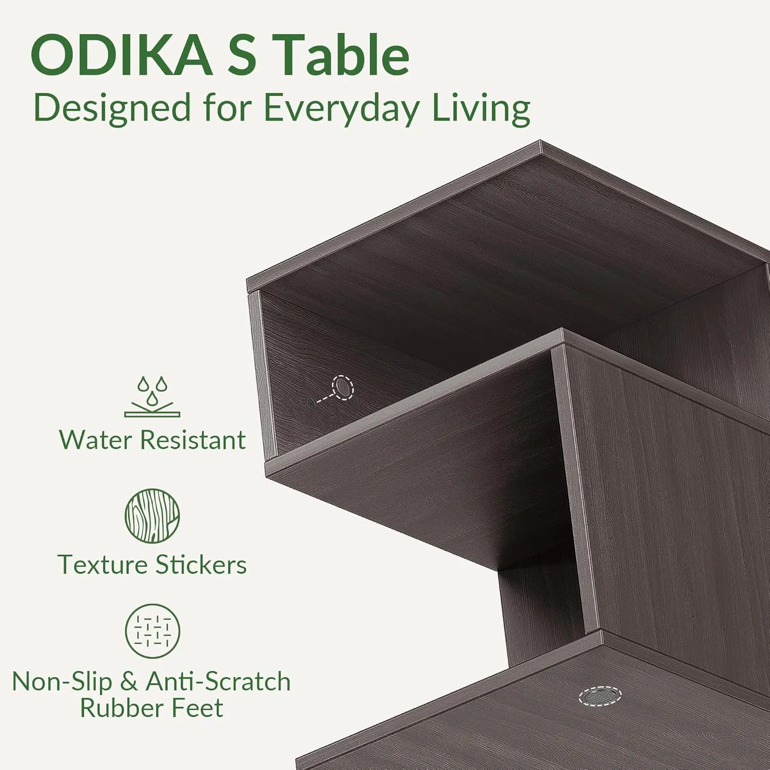 Tokyo S Minimalist 3 Tier End Table - Minimalist 3-Tier Wood Nightstand for Small Spaces with Open Storage - Japanese-Inspired Bedside Table for Bedroom (Grey)