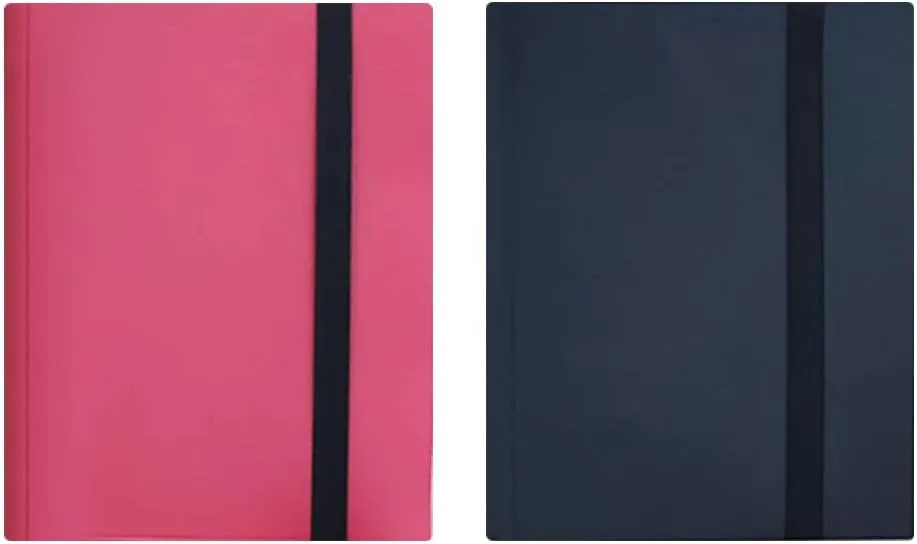 Trading Cards Album Binder, JARAGAR 2 Pack 9 Pockets PU Leather Card Binder Holder 20 Sheets Band Closure Card Storage Case Holds up to 360 Cards Fit for Baseball Football Cards Game Cards