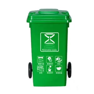 Trash Can Outdoor 100L Large Capacity with Cover Outdoor Sanitation Cleaning Box Home Flip Bathroom(Green)