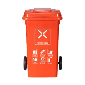 Trash Can Outdoor 100L Large Capacity with Cover Outdoor Sanitation Cleaning Box Home Flip Bathroom(Red)
