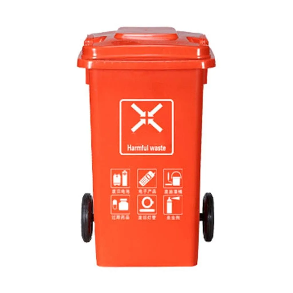 Trash Can Outdoor 100L Large Capacity with Cover Outdoor Sanitation Cleaning Box Home Flip Bathroom(Red)
