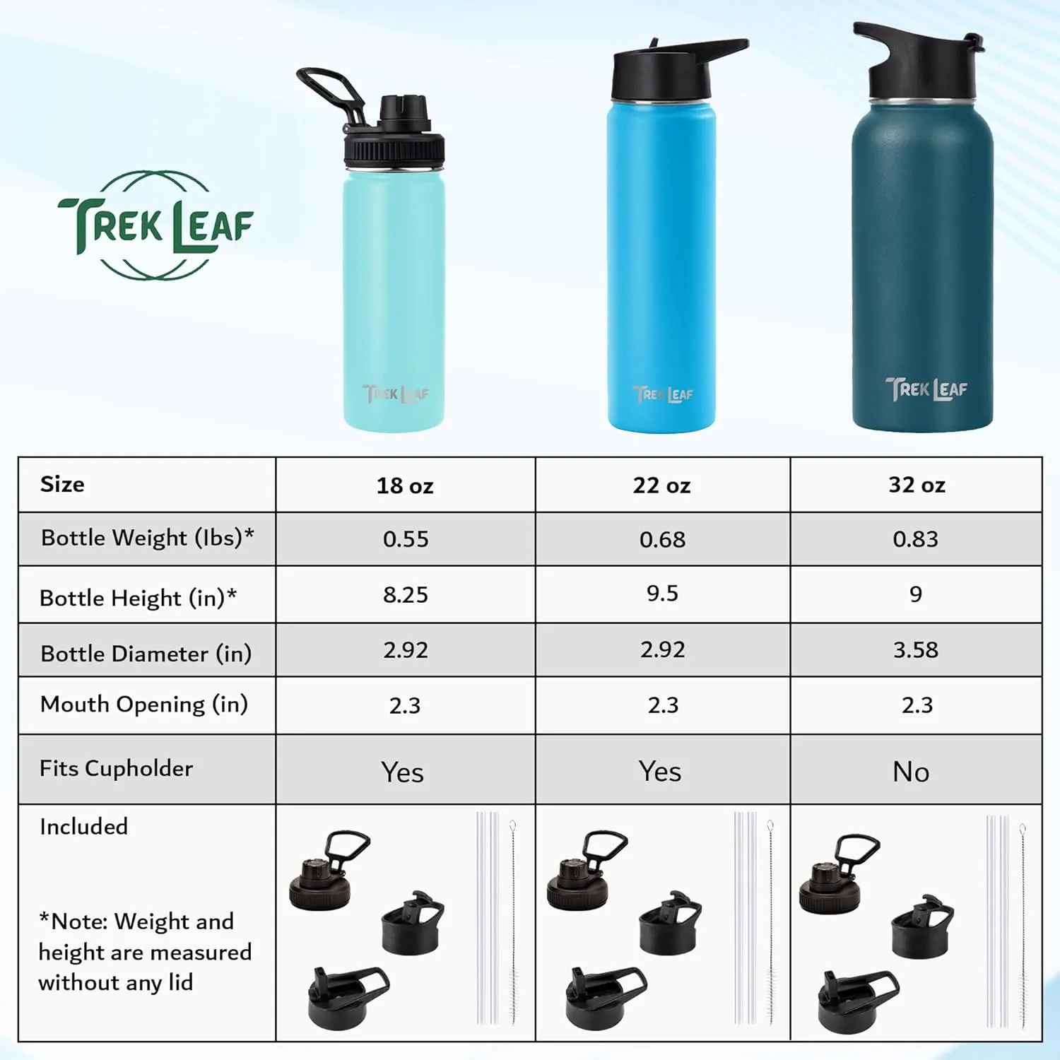 Travel Water Bottle with 3 Lids (Spout, Straw, Flip) Leak Proof, Quality, Vacuum Insulated, Stainless Steel (Hydrangea, 22 oz)