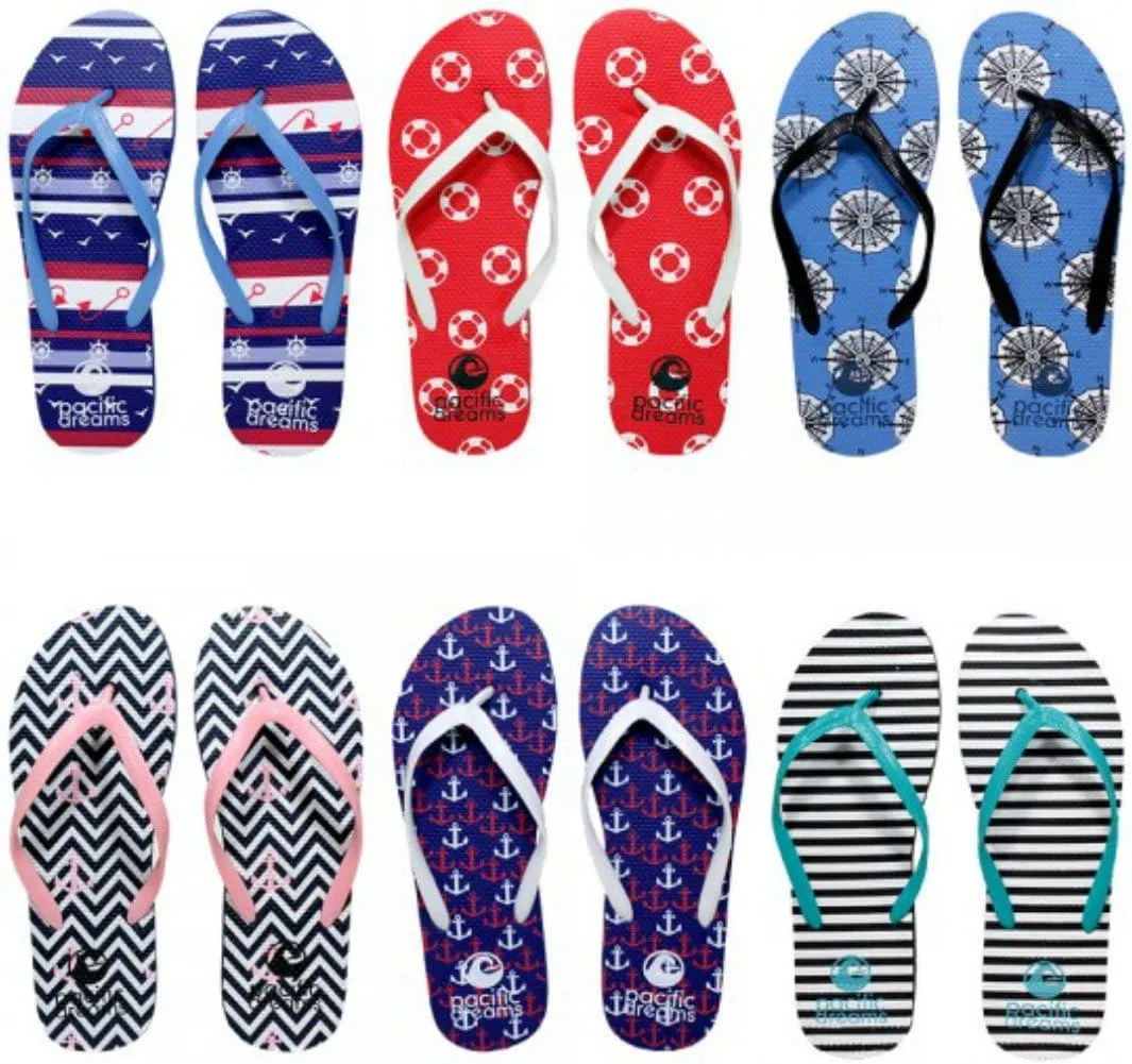 Trendy Nautical Sailboat Anchor Starfish Flip Flops Mermaid Thong Sandal Slipper