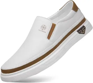 Trsorini Mens Casual Shoes Soft Comfortable Flat Lightweight Moccasin Classic Breathable Leather Men's Shoes