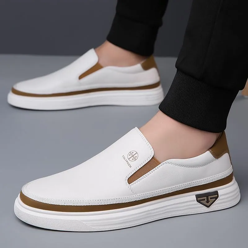 Trsorini Mens Casual Shoes Soft Comfortable Flat Lightweight Moccasin Classic Breathable Leather Men's Shoes