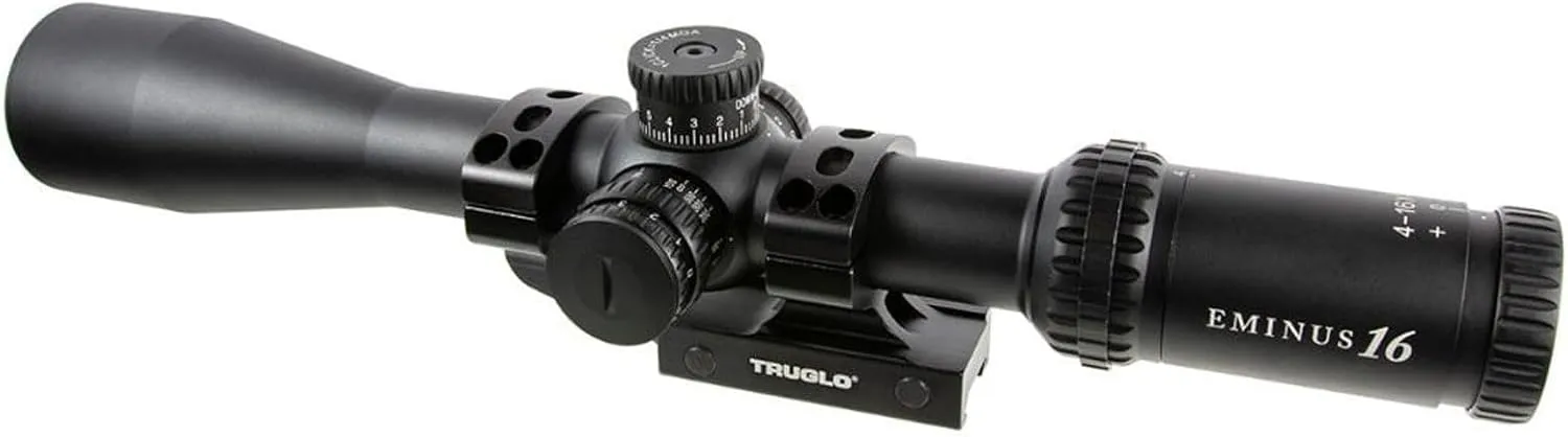 TruGlo Eminus Tactical Hunting Shooting Durable Waterproof Fogproof Shock Resistant 30mm One-Piece Aluminum Tube Illuminated TacPlex-MOA Reticle Riflescope Flip-Up Lens Cap Included