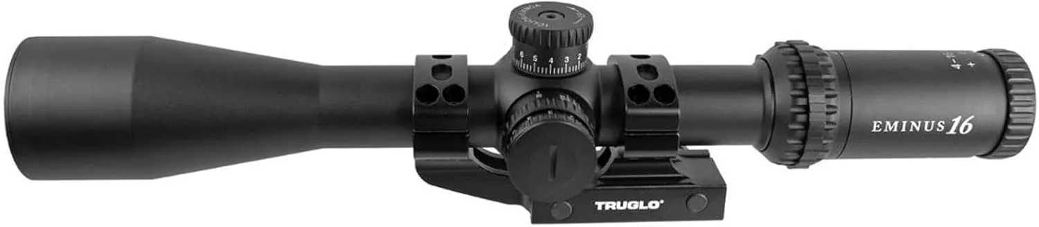 TruGlo Eminus Tactical Hunting Shooting Durable Waterproof Fogproof Shock Resistant 30mm One-Piece Aluminum Tube Illuminated TacPlex-MOA Reticle Riflescope Flip-Up Lens Cap Included