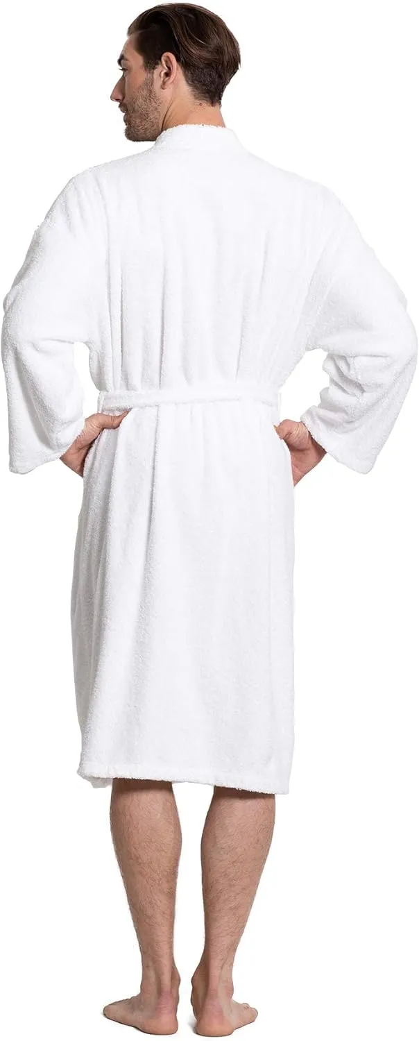 Turkuoise Men's 100% Cotton Turkish Terry Cloth Kimono Collar Soft and Absorbent Bathrobes