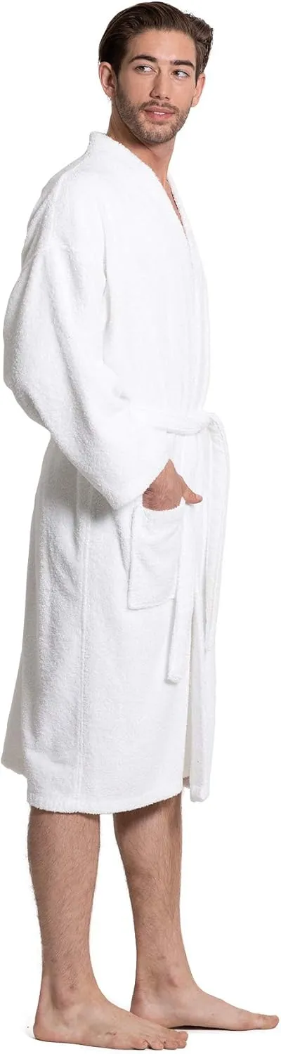 Turkuoise Men's 100% Cotton Turkish Terry Cloth Kimono Collar Soft and Absorbent Bathrobes