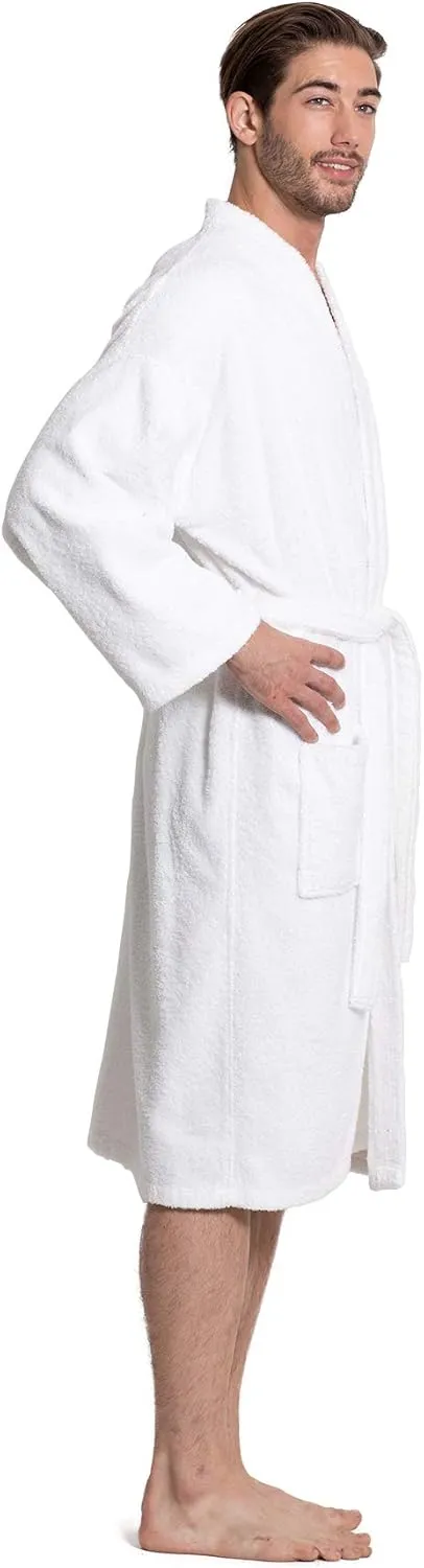 Turkuoise Men's 100% Cotton Turkish Terry Cloth Kimono Collar Soft and Absorbent Bathrobes