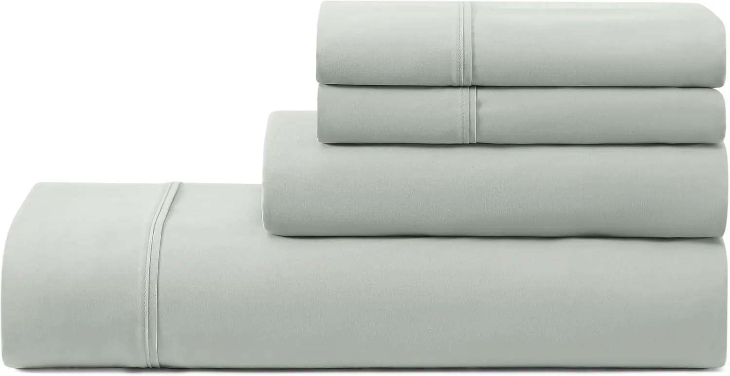 UGG Hedi Queen Sheet Set 4-Piece Luxury Cooling Sheets Deep Pockets Premium Bedding with 2 Pillow Shams Hypoallergenic Machine Washable Soft Lightweight Bed Set for Bedroom, Queen, Mineral Green